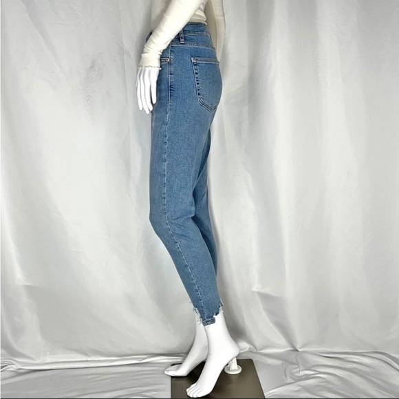 TopShop Jamie Blue High Waist Jagged Hem Skinny Jeans Sz28 Waist28” Inseam26.5” - Picture 9 of 16